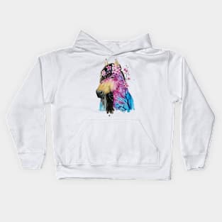 Horse pink flowers Kids Hoodie